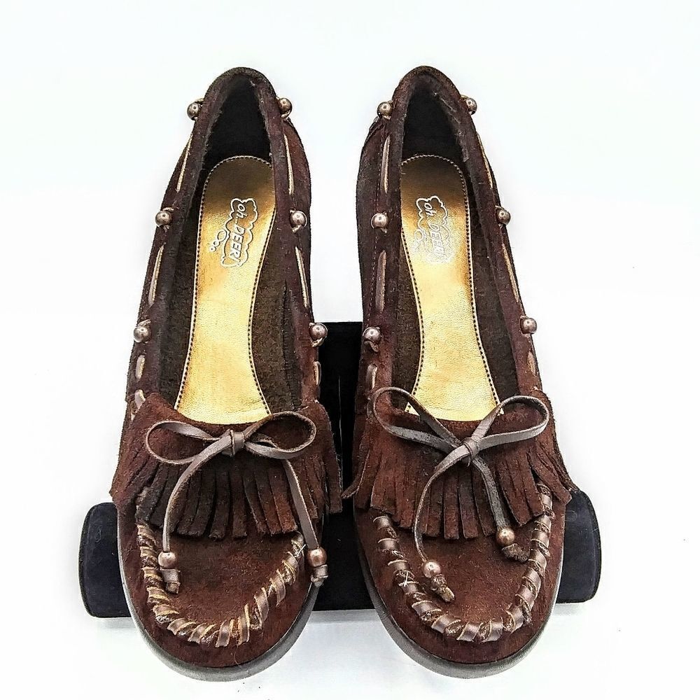 Oh, Deer! Women's 9. 5  Suede Moccasin Wedge Shoes⁶